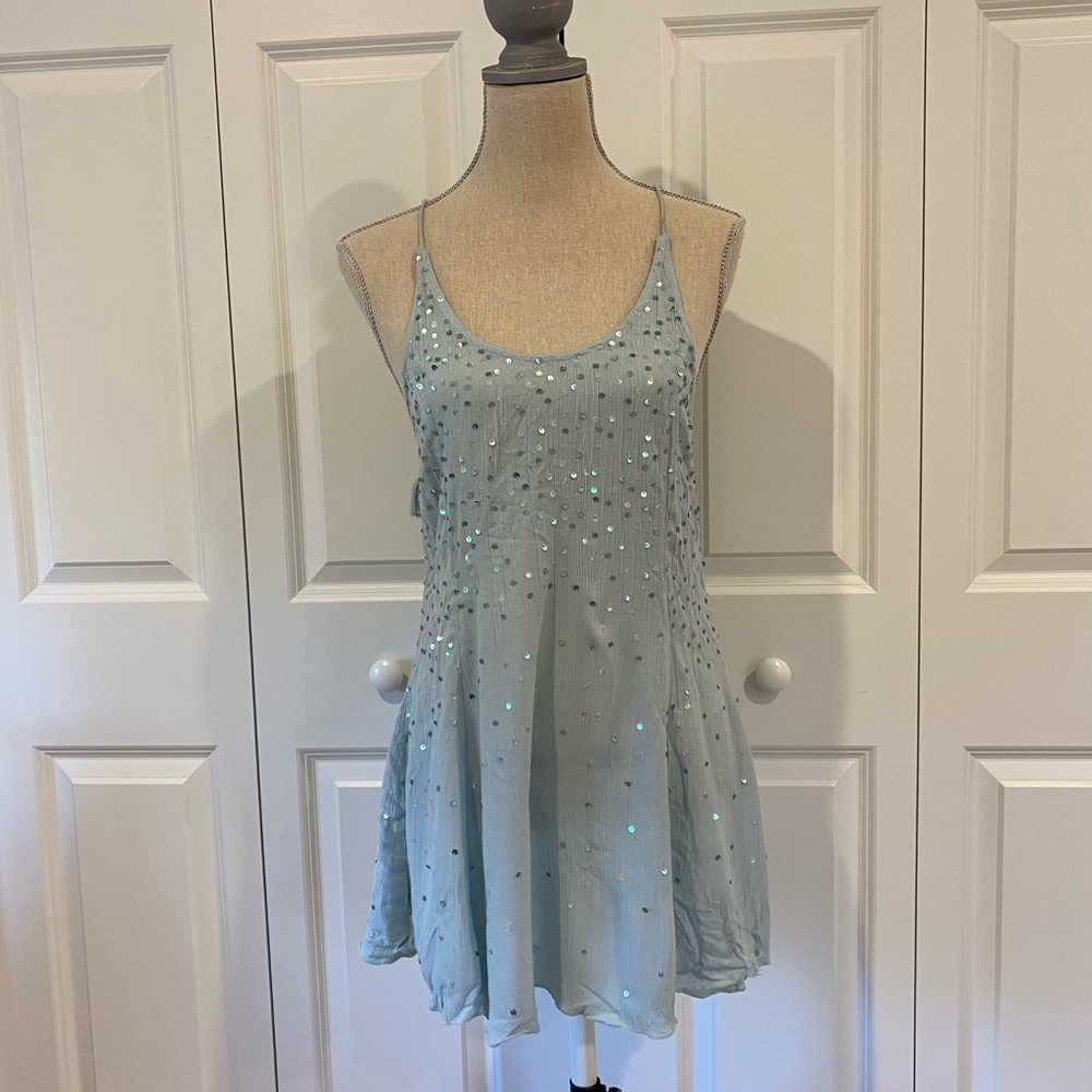 Free People blue sequin slip dress size xs